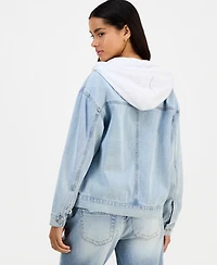 Madden Girl Juniors' Hooded Denim Jacket