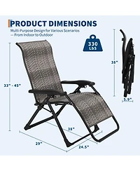 Homfan Portable Rattan Chaise Lounge, 330lb Capacity, Outdoor Adjustable Folding Chair with Widened Armrest and Heavy Duty Wicker for Patio