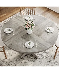 gaomon 4-Person Round Wooden Pedestal Dining Table