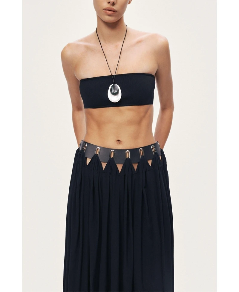 Nocturne Women's Pleated Ring-Detail Midi Skirt