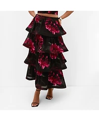 City Chic Women's Bianka Bloom Print Tiered Skirt