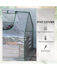 Outsunny Raised Garden Bed with Cover, Mini house,