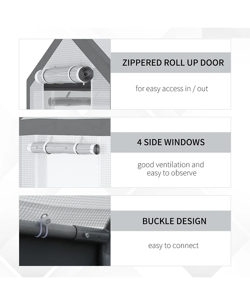 Outsunny Walk-In Tunnel house with Windows, Mesh Doors, Weather Cover