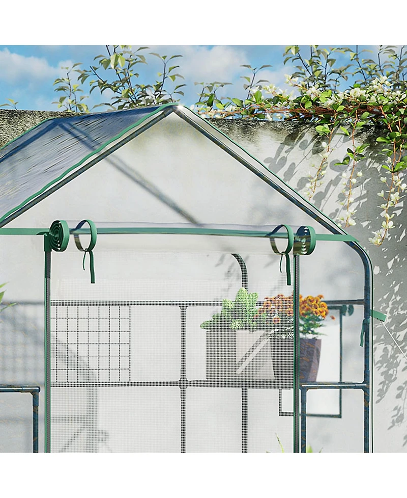 Outsunny 56" x 29" x 77" Small Walk-in house w/3 Tier Shleves, Windows