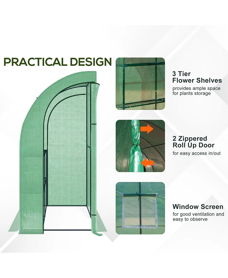 Outsunny 7' x 3' x 7' Plant Garden house with Window,