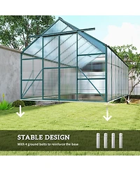 Outsunny 16' x 8' Polycarbonate Walk-in Garden house w/ Sliding Door