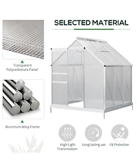 Outsunny 6'x6' Polycarbonate Walk-in Garden house w/ Sliding Door