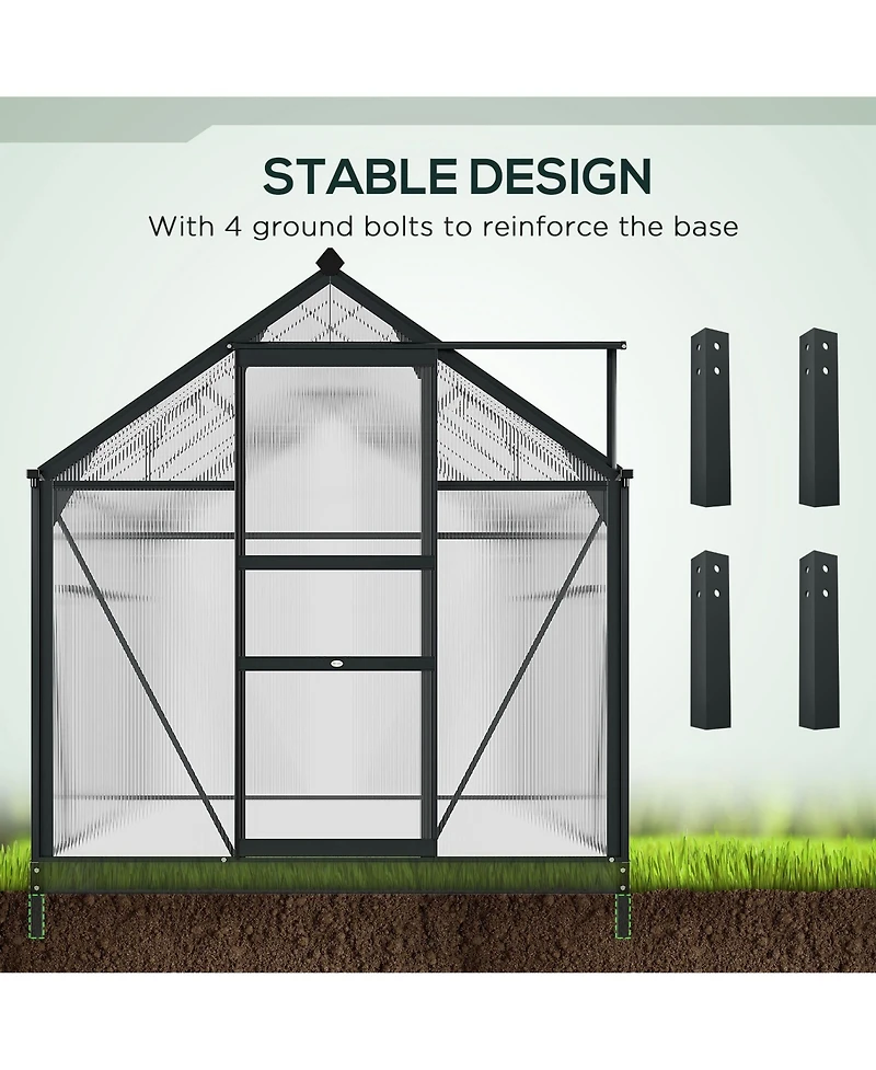 Outsunny 6' x 10' x 6.5' Large Polycarbonate Walk-in house,
