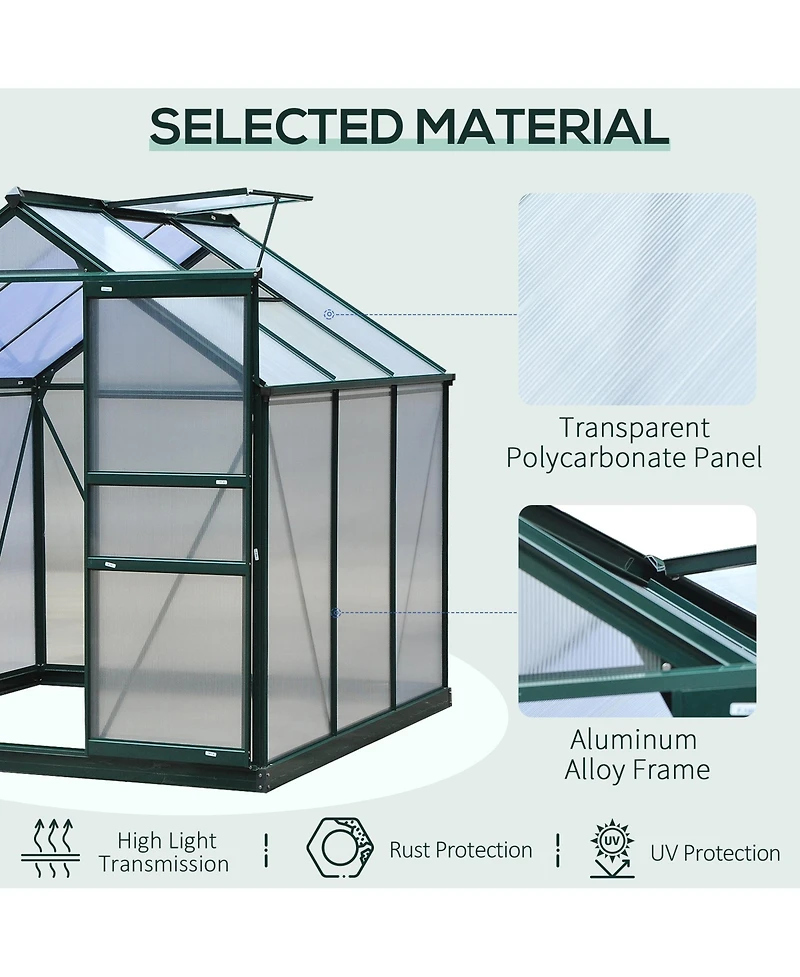 Outsunny 6' x 6' x 7' Large Polycarbonate Walk-in house,