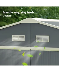Outsunny 11' x 12.6' Storage Shed Garden Tool House w/ Vents Doors Charcoal