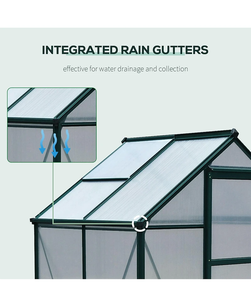 Outsunny 6' x 4' x 7' Large Polycarbonate Walk-in house,