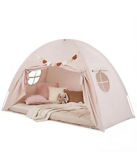 Slickblue Indoor Twin Kids Tent with Canopy and 2 Mesh Windows