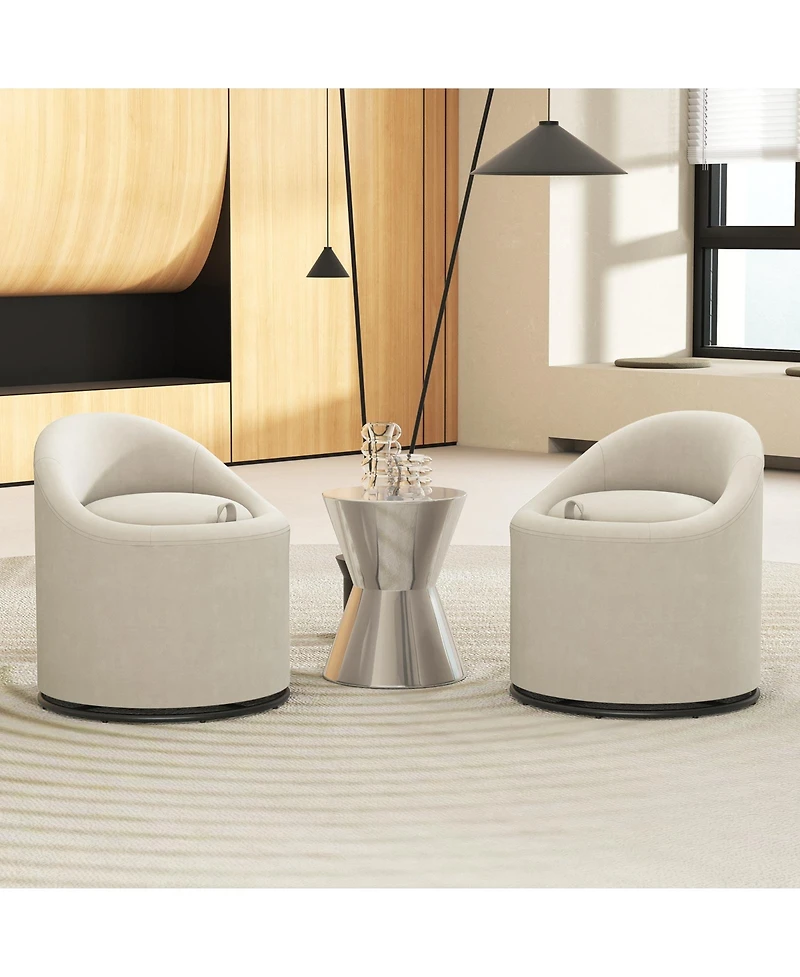 Gouun 360-Degree Swivel Barrel Chair with Hidden Storage Compartment