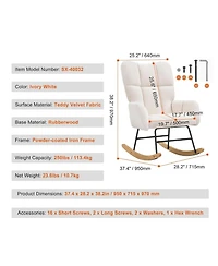 Gouun Upholstered Glider Rocking Chair with Teddy Fabric