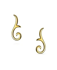 Bling Jewelry Scroll Design Ear Pin Crawlers Climber Earrings Gold Plated .925 Sterling Silver
