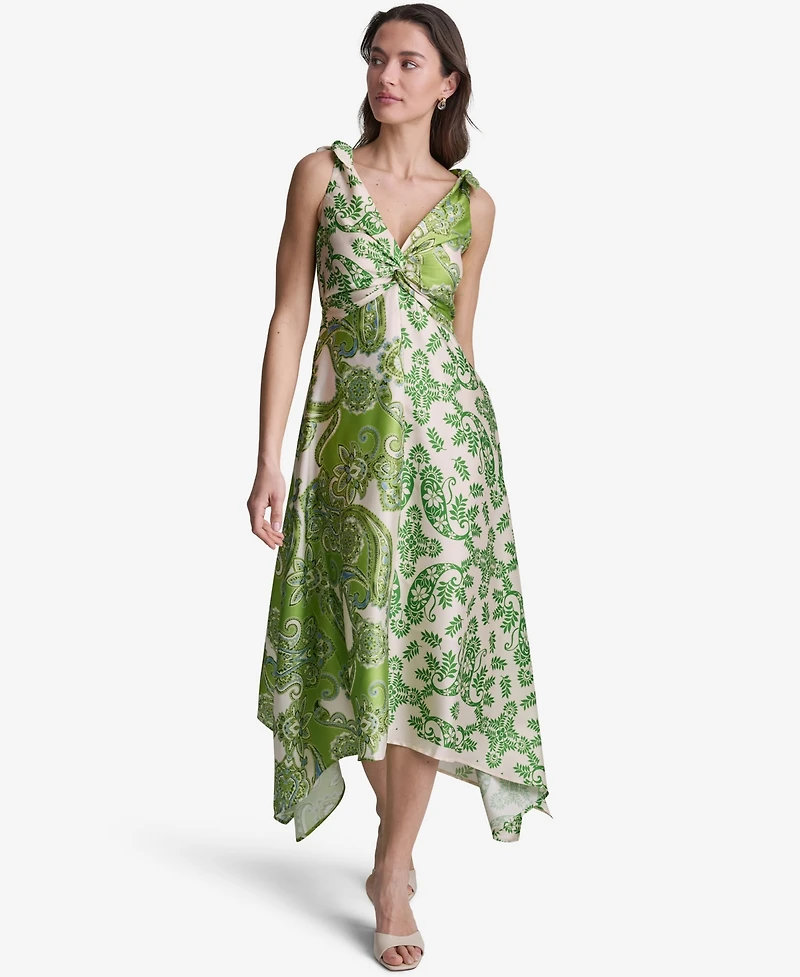 Bcbg Women's Printed V-Neck Polyester Hem Dress