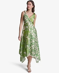 Bcbg Women's Printed V-Neck Polyester Hem Dress