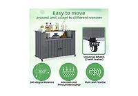 Aecojoy Outdoor Grill Table with Storage Cabinet Weatherproof, Outdoor Kitchen Island, Grill Cabinet Cart with Storage