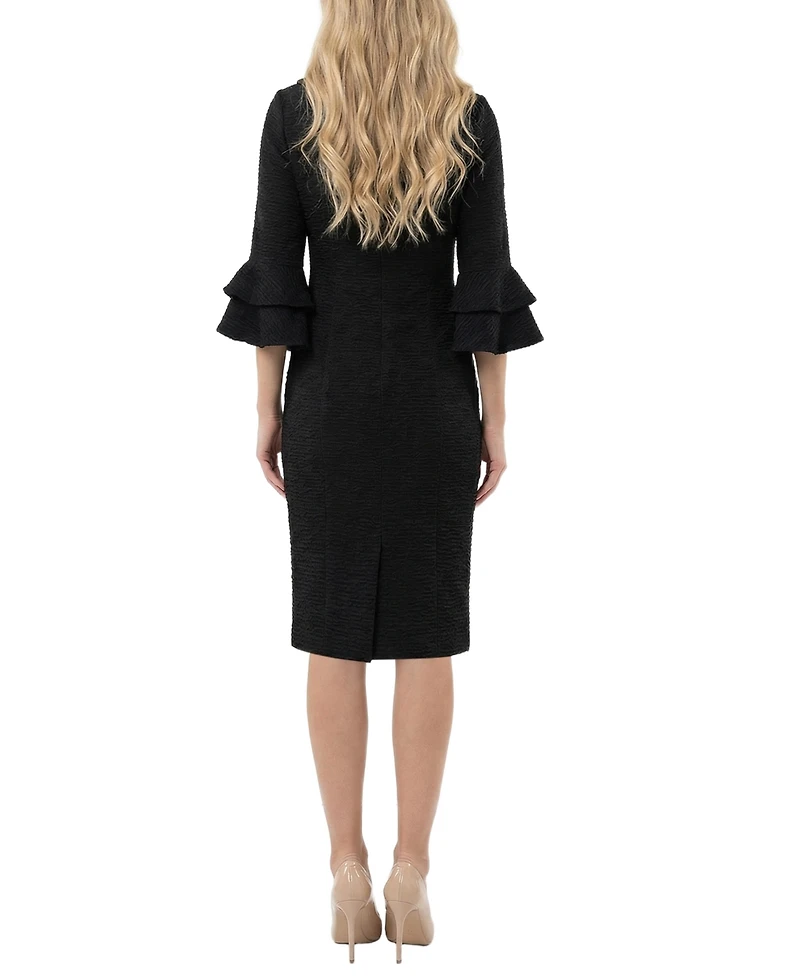 Ny Collection Women's 3/4 Sleeve Shawl Collar Dress