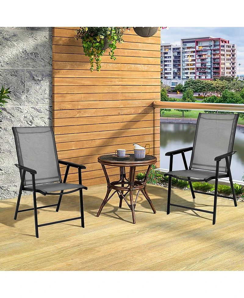Gymax Set of 6 Outdoor Patio Folding Chairs Camping Deck Garden Pool Beach W/Armrest