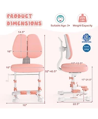 Gouun Kids Study Chair with Double Backrest, Adjustable Height and Footrest