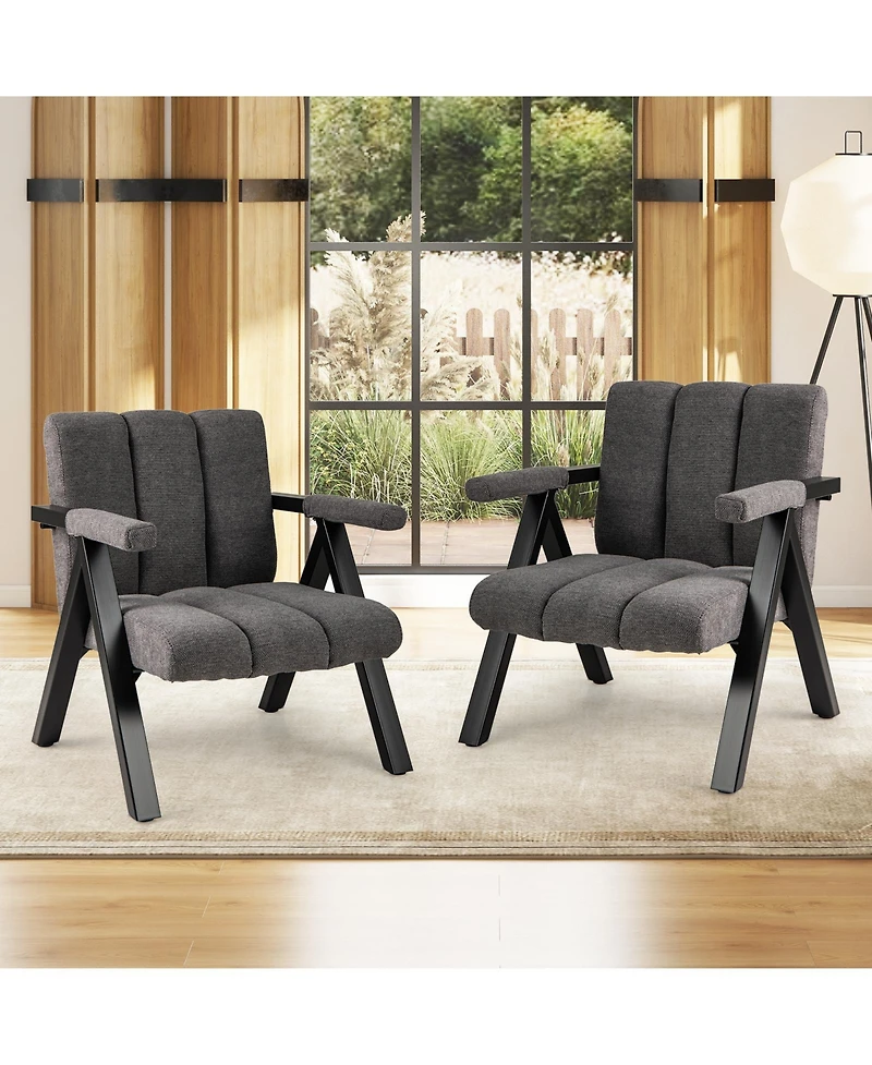 Gouun Oversized Tufted Accent Chair with Metal Frame and Padded Armrests