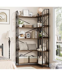 gaomon Industrial L-Shaped Corner Bookshelf, 5-Tier Bookcase Storage Display Shelf