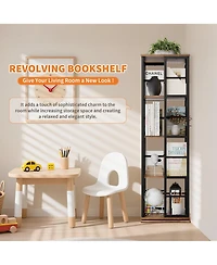 gaomon 360degree Rotating Corner Bookshelf, Industrial Floor Standing Storage Organizer