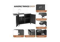 Aecojoy Outdoor Kitchen Sink with Hose Hook up, Stainless Steel Grill Prep Table Kitchen Cabinets Island