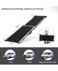 Aostirmotor Foldable Aluminum Dog Car Step Ramp with Pvc Handle, Non-Slip Foot Mats for Most Sized Dogs, Pet Ladder