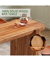 Tribesigns Solid Wood Bar Table, 63-Inch Long Counter Height Pub Table, Rectangular Narrow High Top Bar Height Units