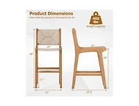 Slickblue Patio Counter Height Bar Stool with Paper Rope Seat and Teak Frame