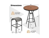 Slickblue 3-Piece Patio Round Bar Table Set with 1.6 Inch Umbrella Hole