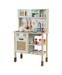 Slickblue Wooden Play Kitchen for Kids Retro Set with Lights Sounds