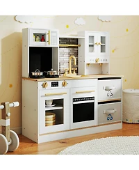 Slickblue Wooden Kids Play Kitchen with Stove Light Sound Set