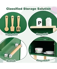 Kids Wooden Kitchen Playset with Stove Sink Microwave Oven