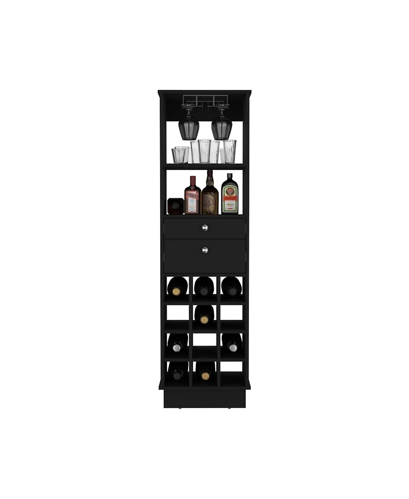 flynama Bar Cabinet with 2 Cabinets, 1 Drawer Black Finish