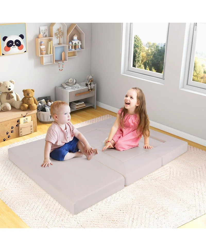 Gouun 9-Piece Climb and Crawl Foam Playset with Suede Fabric Cover