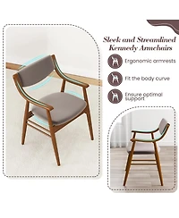 Gouun Wooden Dining Chairs Set of 2 with Padded Seat and Armrests, Rubber Wood