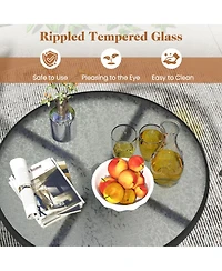 Gouun 3-Piece Folding Patio Bistro Set with Round Tempered Glass Table and 2 Chairs