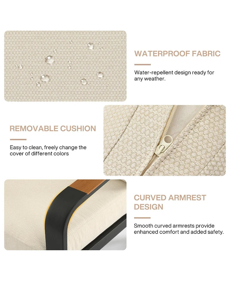 Tribesigns Outdoor Loveseat Sofa with Removable Cushions, Metal Frame Patio Thick Cushions for Patio, Balcony, Porch, Garden