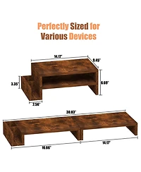 Gnuadz Wood Dual Monitor Stand Riser Desk Organizer Pen Holders
