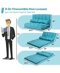 Gouun 6-Position Foldable Floor Sofa Bed with Detachable Suede Cover