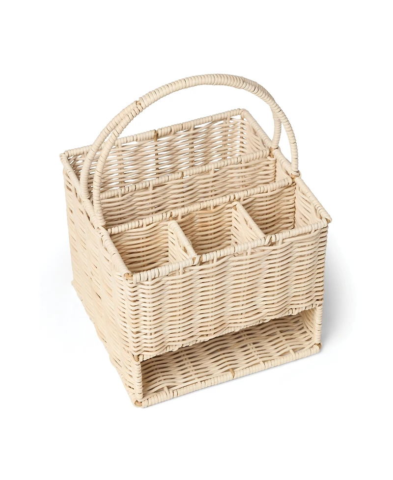 Oneida 24 Seven Outdoor Living Real Rattan Flatware Storage Caddy