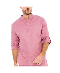 Dai Moda Men's Barry Linen Nehru Collar Shirt