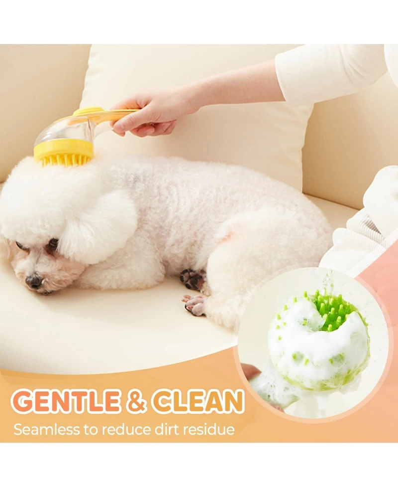 Aronkl 2pcs Pet Bath Brush With Shampoo Dispenser Massage For Dogs Cats Easy Washing Short Long Hair Coarse Fine Teeth