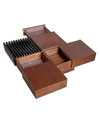 Rainsken Modern Extendable Coffee Table with Storage, Multi-Functional Sliding Top Center Table with Drawers for Living Room