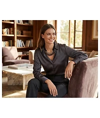 Bling Jewelry Fashion Black Chain Mail Golden Bronze Black Tri Tone Geometric Wide Big Fan Bib Statement Necklace Adjustable