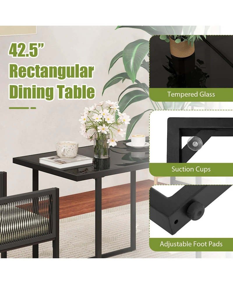 Costway 3PCS Patio Pe Wicker Furniture Set Cushioned Chairs with Folding Backrest Backyard