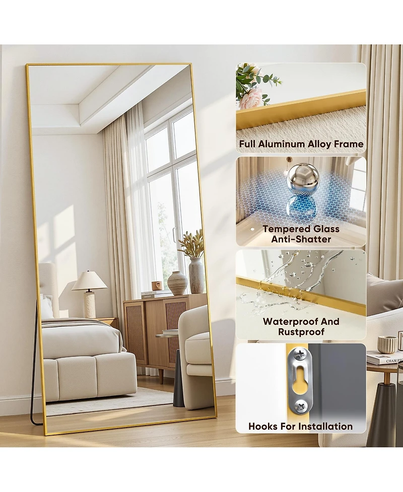 Antok Full Length Mirror 71"x30" Oversized Floor Mirror for Living Room Cloakroom Rect Style